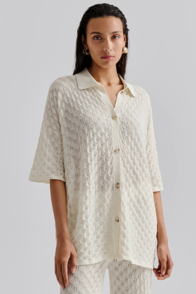 Moa Knitted Shirt, Cream