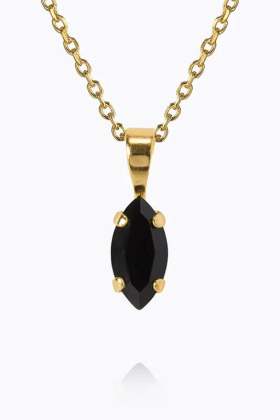 Petite navette necklace gold, Jet