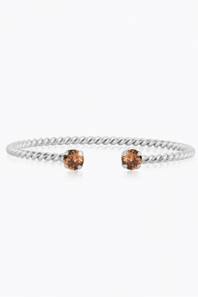 Mini twisted bracelet rhodium, Light smoked topaz 