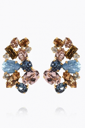 Isolina Earrings Gold, Smoked Blue Combo