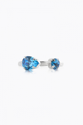 Amelia Ring, Rhodium & Ice Blue