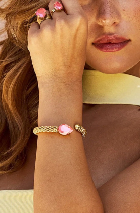 Classic Rope bracelet, Gold & Light Coral