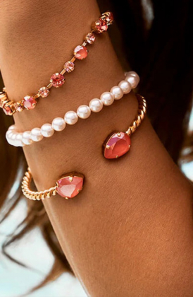 Mini drop bracelet, Gold � Light Coral