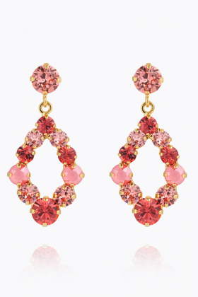 Mini Delia earrings, Gold & Light Coral