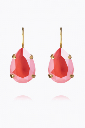 Mini drop clasp earrings, Gold & Light Coral
