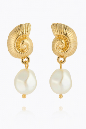 Seadora earrings, Gold & Pearl