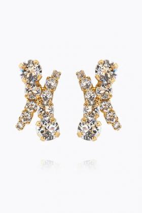 Halo Earrings Gold, Crystal