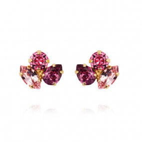 Ana Earrings, Gold & Dark Rose Combo