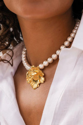 Bibi Pearl Choker, Gold & Pearl