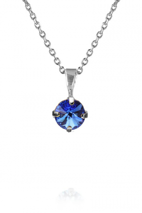 Classic Petite Necklace, Rhodium & Sapphire