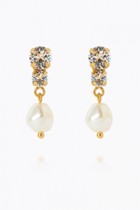 Pearl Wishes Earrings Gold, Pearl Crystal