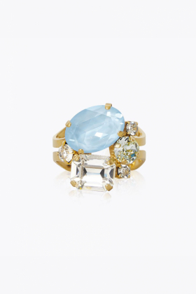 Mini Carolina Ring, Gold & Sky Combo