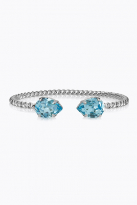 Mini Drop Bracelet, Rhodium & Aquamarine