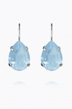 Mini Drop Clasp Earrings, Rhodium & Sky Ignite