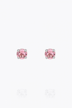 Mini Stud Earrings, Rhodium & Light Rose