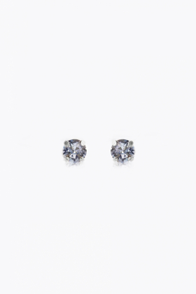 Mini Stud Earrings, Rhodium & Light Sapphire