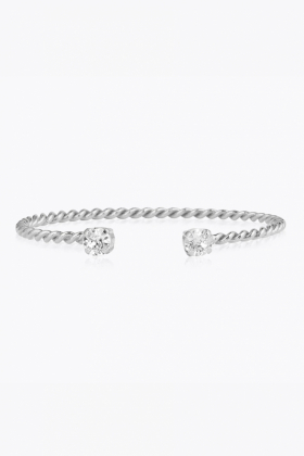 Mini Twisted Bracelet, Rhodium & Crystal