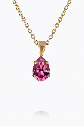 Petite Drop Necklace, Gold & Dark Rose