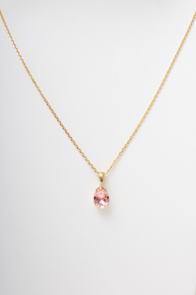 Petite Drop Necklace, Gold & Light Rose