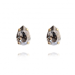 Petite Drop Stud Earrings, Gold & Black Diamond