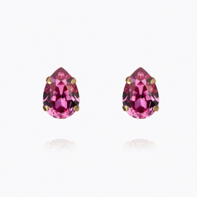 Petite Drop Stud Earrings, Gold & Dark Rose
