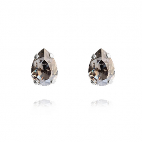 Petite Drop Stud Earrings, Rhodium & Black Diamond