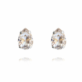 Petite Drop Stud Earrings, Rhodium & Crystal