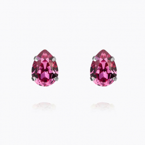Petite Drop Stud Earrings, Rhodium & Dark Rose
