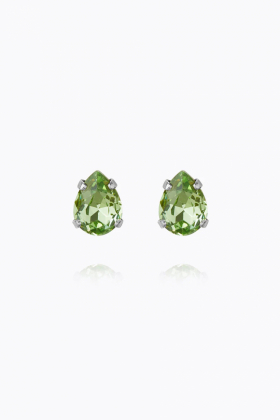 Superpetite Drop Earrings, Rhodium & Peridot