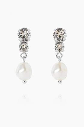 Pearl Wishes Earrings Rhodium,  Pearl Crystal