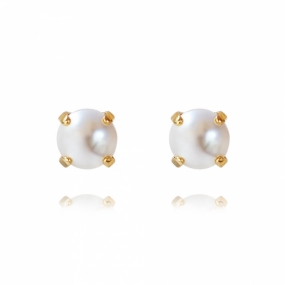 Classic Stud Earrings, Gold & Pearl