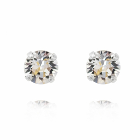 Classic Stud Earrings, Rhodium & Crystal