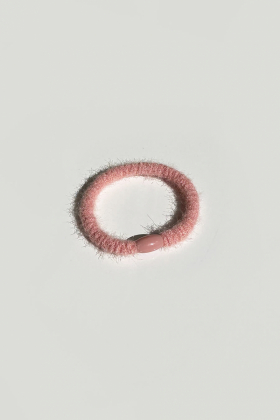 Elastic Fuzzy Hair Tie, Peony Pink