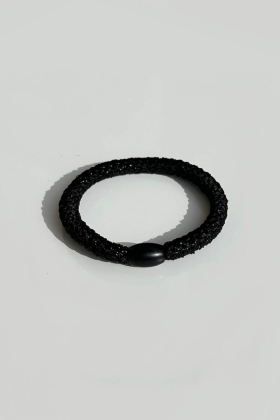 Elastic Hair Tie, Black Metallic