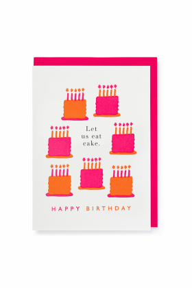 Letterpress Card, Bright Birthday Cakes