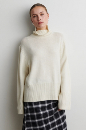 Alpha Knit T-Neck, Cream
