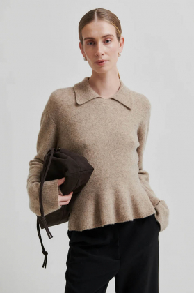 Selana Knit Collar, Camel melange