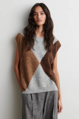 Forca Knit Vest, Light Grey Mel