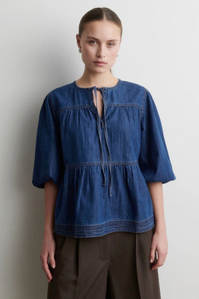 Evana Denim Blouse, Blue denim