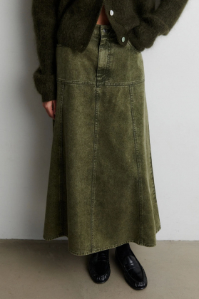 Jaye Denim Skirt, Green denim