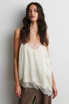 Lacia Contrast Strap Top, Cream