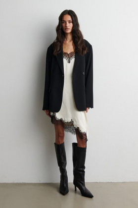 Lacia Contrast Mini Dress, Cream black