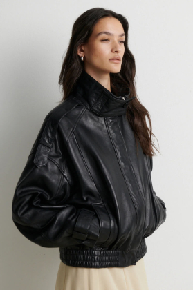 Aluka Leather Jacket, Black