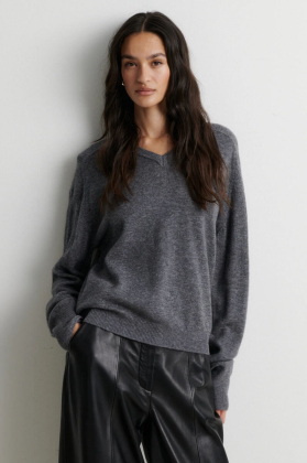 Olira Knit V-neck, Grey Melange