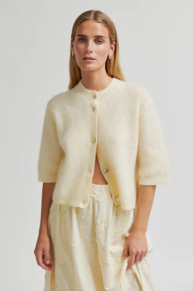 Andrea Knit Rib Cardigan, Alabaster gleam