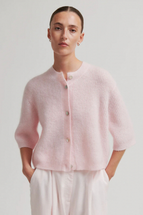 Andrea Knit Rib Cardigan, Crystal pink