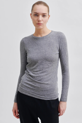 Matima O-neck Tee, Grey Melange