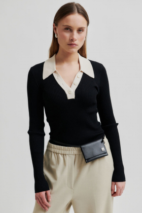Josephine Knit Polo, Black