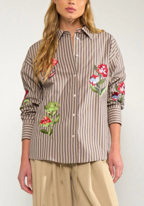 Nukacey embroidery shirt, Deep taupe
