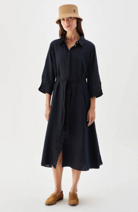 Nala linen midi dress, Marine